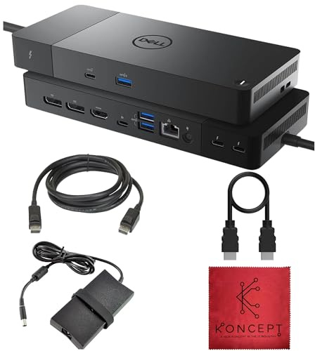Koncept Dell WD22TB4 Thunderbolt 4 Dock - Dell Dockingstation Dual Monitor mit 180W AC Adapter, HDMI Kabel, DisplayPort Kabel, Laptop Dockingstation
