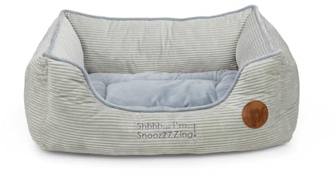 Petface Cord Square Dog Bed with Reversible Cushion, Machine Washable, Grey, Medium (Pack of 1)