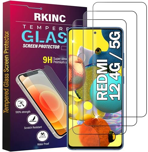 RKINC Verre Trempé [Lot de 3] pour Xiaomi Redmi 12 4G / 5G, Film Protection écran, Dureté 9H 0,33 mm HD Glass [sans Bulles d'air][Résistant aux rayures][Garantie à vie]