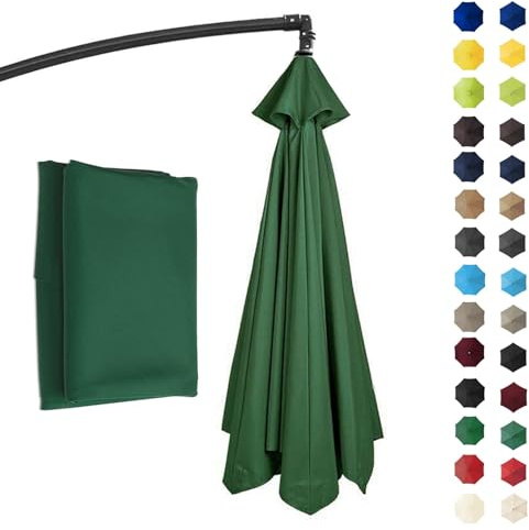 GZDXBF 200 Cm/270 Cm/300 cm Sonnenschirmbezug Ersatzbezug, Wasserdicht Gartenschirm Überdachung Abdeckung, 6 8 Streben Ersatzbespannung(Green,8 Ribs: 3m/9.8ft)
