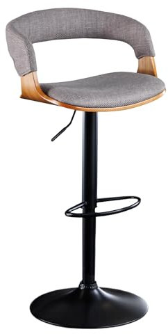 Riess Ambiente Retro Barhocker Manhattan grau Strukturstoff Massivholz mit Lehne drehbar höhenverstellbar Barstuhl Tresenstuhl Tresenhocker Küchenstuhl