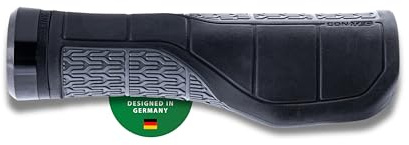 CONTEC Fahrrad-Griff Merge Mountain Comfort, 140 mm, D3-Dreikomponenten, Gummi, Ergonomisch, Stoßdämpfend, allwetterfest, schwarz grau, Paar