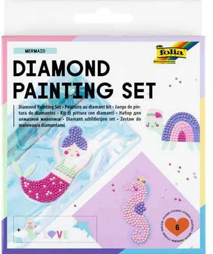 folia 31801 - Diamond Painting Set MERMAID, Sticker mit Unterwasser-Motiven und Zubehör, Bastelset zum Gestalten von Aufklebern mit Glitzersteinchen