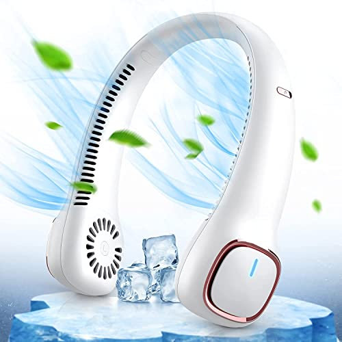 Dancial Ventilador USB,Mini Ventilador de cuello con Batería de 4000 mAh,Ventilador Portátil de 3 Velocidades, Ventilador Manos Libres para Senderismo, Deportes al Aire Libre, Viajes, Hogar