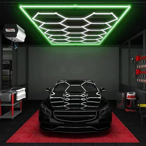 Sedtonmu Sechseckige Garagenleuchten 6500K Hexagon LED Garage Light LED Garagenlichter für Autoaufbereitung Garage Werkstatt und Fitnessstudio,B
