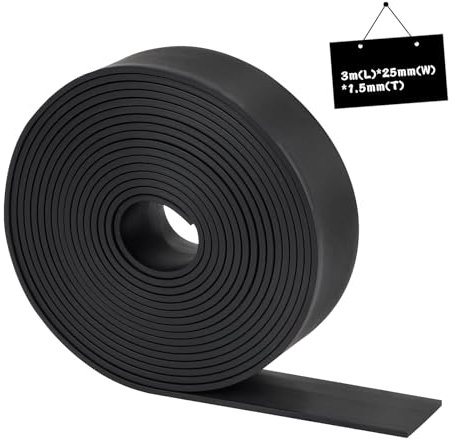 LALAGO Rollo de Caucho, 25mm(B) x1.5mm(D) x3m(L), Plancha Goma, Suelo Gimnasio, Plancha de Goma Caucho, Goma Antideslizante, láminas de Neopreno, Alfombras de Goma Antivibración, Tiras de Goma