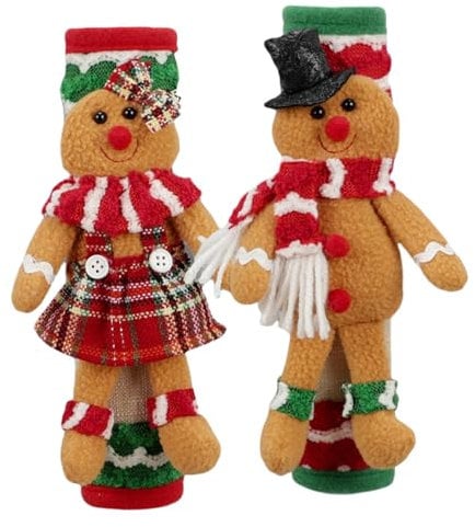 Cubiertas De Manija De De Navidad - 2 Fundas De Manija De La Puerta De Refrigerador En Forma De Muñeco De Especias - Cubierta De Manija De La Puerta De - Cubierta Protectora
