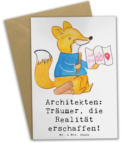 Mr. & Mrs. Panda babykarte Architekt Träumer - Geschenk, weihnachtskarten, Beruf, technisch, Präzision, kommunionskarte, Berufsgestaltung, Gebäudegestalter, kreative Geschenke, Architekten Spruch