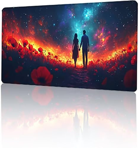 Gaming Mauspad Rot Mousepad XXL 60 x 30 cm, Paar Mausepad Groß mit rutschfeste Gummibasis, Vernähte Kanten Desk Mat für Geschenk Home Office Tastatur, Verbessert Präzision und Geschwindigkeit T-5082