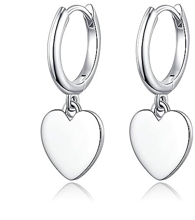JSGEMSLEE Herz Creolen Silber 925 für Damen Herz Ohrringe Creolen mit Anhänger für Mädchen Damen