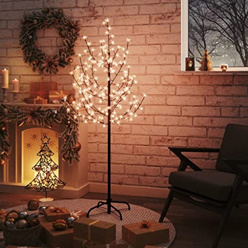 NQJIBUE Home Garden - Albero di ciliegio a LED, bianco caldo, 120 LED, 150 cm