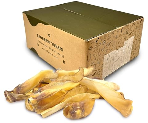 T.Forrest Large Air-Dried Cow Ears for Dogs (40 Pack) - 100% Natural, Long Lasting, Grain Free, High Protein Dental Chews for All Breeds 3kg