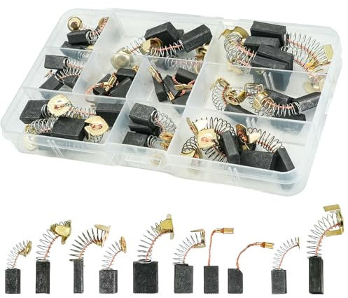 Selyse Lot de 40 balais de charbon de rechange pour outils électriques, moteur universel, pour marteau perforateur, meuleuse d'angle, scie circulaire, charbon de rechange robuste pour un travail