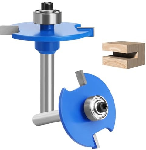 KIPTVO 2PCS Biscuit Jointer, Trend Router Bits, Router Bit Slot Woodworking Tool, Blue Biscuit Joint Slot Cutter Router Bits Wood Biscuit Cutter Woodworking Cutter Tool, for Slotting, Rebating