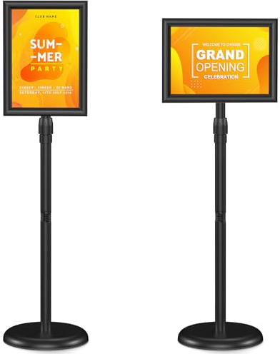 Depsylqz A4 Porte Affiche, sur Pied Porte-Affiche Réglable, Hauteur Réglable 91.4-124.4 cm, Pour Vitrine, Bureau, Événement