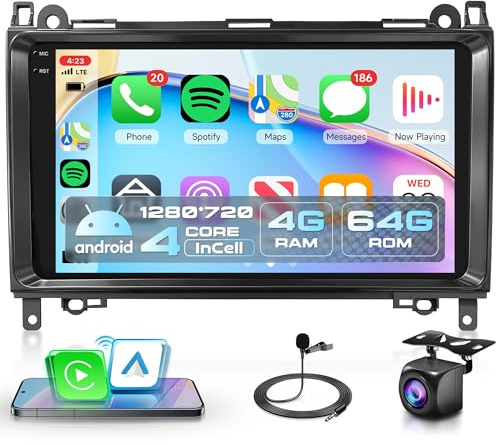 4G+64G Wireless Carplay Android 15 Autoradio für Mercedes Benz A/B Class W169 W245 B200 W639 Vito Viano W906 Sprinter 9 Zoll Incell Bildschirm Autoradio Android Auto Navi GPS WiFi Bluetooth FM/RDS/EQ