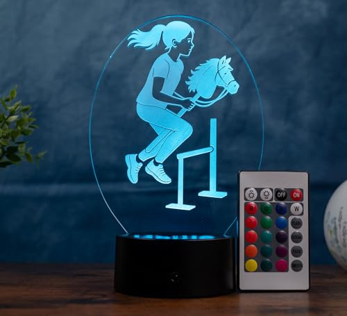 Optechvisual Hobby Horsing – LED Nachtlicht für Kinder | Steckenpferd Lampe für Mädchen | Pferde Lampe Kinderzimmer Deko