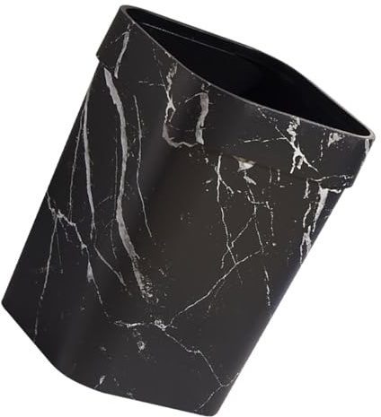 Healifty Corbeille à Papier Marbrée Noire 12L Poubelle Carrée en Plastique Effet Marbre pour Salle de Bain Chambre et Bureau Poubelle de Chambre Design Industriel Pratique et