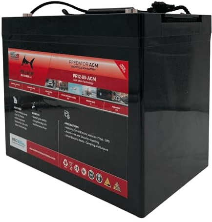 Predator Batteries 12V 75Ah AGM Mobility Battery | PR12-85-AGM | Deep Cycle 12V Battery Maintenance Free | Leisure Battery for Mobility Scooter Batteries, Wheelchairs & Backup Power