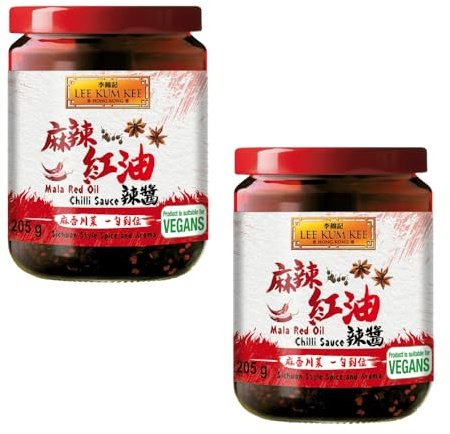 Lee Kum Kee Mala Chilli Oil Sauce 205g – Sichuan Spicy Red Oil for Noodles, Dumplings, Hot Pot & Dipping