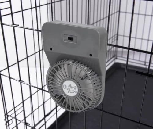 Pet Crate Fan, Cage Mounted Cooling Fan for Dogs and Cats, Grey