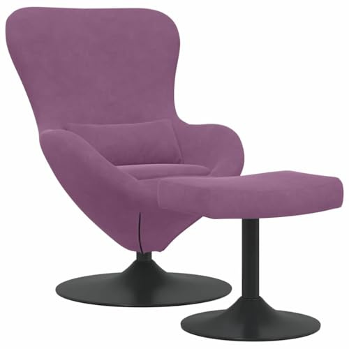 pokgdf Elegante poltrona lounge per rilassarsi e leggere in velluto viola – Poltrona in velluto per soggiorno con funzione girevole – Poltrona con rivestimento in velluto e funzione girevole