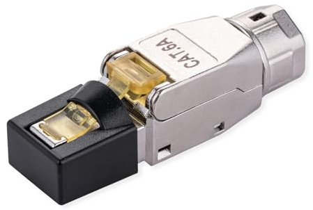 VALUE RJ45 Stecker Cat.6A feldkonfektionierbar STP geschirmt werkzeuglos Netzwerkstecker für AWG26/1–23/1 Massivdraht Kabel Zinkdruckguss 10Gbit LAN Ethernet Stecker Silber