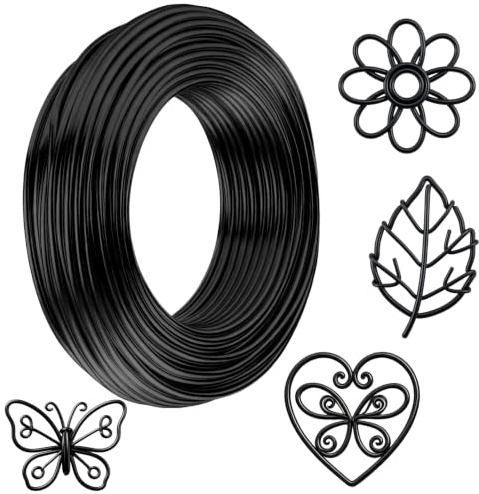 Basteldraht Schwarz 2mm x 30m Biegsamer Draht zum Basteln, Aluminium Schmuckdraht, Dicker Aludraht für DIY-Skulpturen, Modellieren, Schmuckherstellung, Blumenbasteln Und Drahtweben