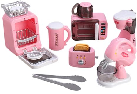 Mini Juego de Cocina para casa de muñecas, Juego de Cocina en Miniatura con microondas, tostadora y cafetera para decoración de casa de muñecas (Estilo 3)