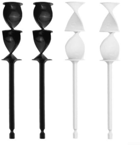 Epoxy Resin Mixer 4PCS 165mm Paint Mixing Paddle for Electric Drill Lightweight Plastic Tool Fast Homogeneous Mixing for Mortar Grout Black White Blue Red(Black and White)