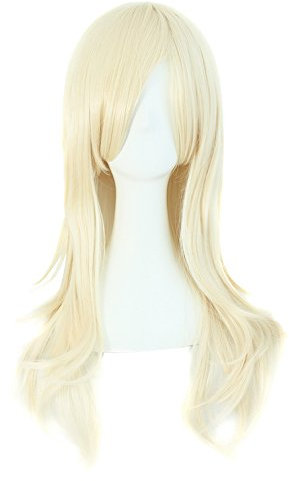 MapofBeauty 28 Inch langes lockiges Haarspitzen Kostüm Cosplay Perücke (hellblond)
