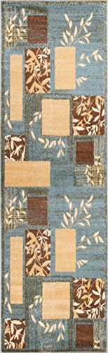Hannover Bereich Teppich – Elfenbeinfarben Modern 2'3 x 7'3 Runner hellblau