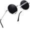 Joopin Klassische Runde Sonnenbrille für Herren Vintage Polarisierte Sonnenbrille Rund Schwarz Hippie Brille Damen UV400 Schutz (Silber Schwarz)