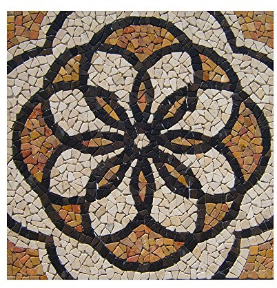 RO-002 90 x 90 cm Marmor Rosone mediterran Einleger Mosaikfliesen Bild Dekoration Stein-Mosaik Fliesen Lager Verkauf Herne NRW