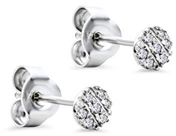 Orovi Ohrstecker Diamant Ohrringe Set,Damen Weißgold Ohrstecker 9 Karat (375) Brillanten 0.05crt