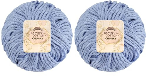 JubileeYarn Bamboo Cotton Chunky Yarn - 100g/Ball - Glacier Blue - 2 Balls