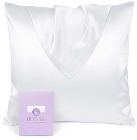 OLESILK Seide Kissenbezug Kissenhülle Haar- und Hautpflege mit Verstcktem Reißverschluss 19 Momme 1 Stück Weiß 80x80cm