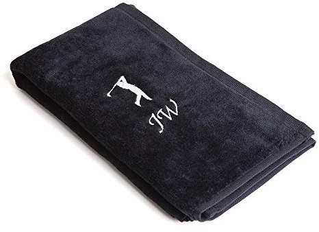 Personalised Golf Towel Black - Any Name Golf Towel Embroidered