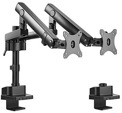Maclean MC-812 Doble Soporte de Escritorio para 2 ó 3 Monitores, Pantalla, Rotación e Inclinación Ajustable, con Portes USB Integrados, VESA 75x75, 100x100 (MC-812 Doble)