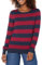 Amazon Essentials Damen Leichter, Langärmeliger Pullover Mit Rundhalsausschnitt (Erhältlich in Übergröße), Burgunderrot Marineblau Rugby-Streifen, XXL