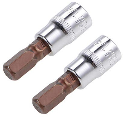 Sourcingmap 2pcs 1/4 Drive x H7 (7mm) Hex Bit Socket, S2 Steel Bits CR-V Sockets 1.5 Length Use with Ratchet Wrench, Slide Bar, Extension Rod