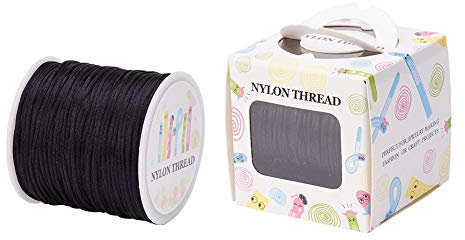 Craftdady, filo di nylon nero da 1 mm, filo sottile in nylon satinato, per annodare la creazione di gioielli macramè