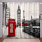 Tbrand London Stadt 3D Drucken Vorhänge Rot Telefonzelle Fenstervorhang Microfaser Grau Modern City Landschaft Blickdichte Vorhänge Kinder Mädchen 175x140cm