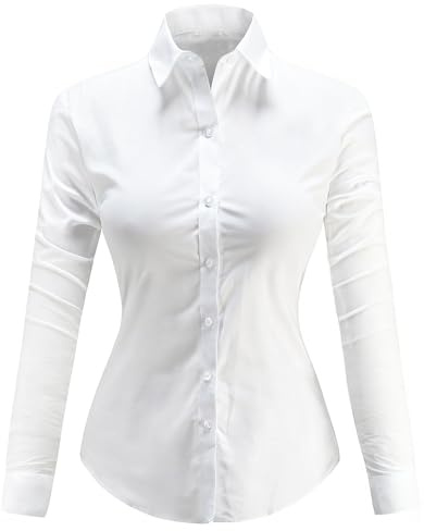 Dioufond Women Oxford Shirts Long Sleeve Ladies Work Shirts