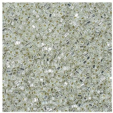5g Miyuki Quadrat Würfel, silbergezeichneter Kristall - 1,8 mm (Miyuki Square, Silver Lined Crystal - 1.8 mm) Japanische Glas Perlen