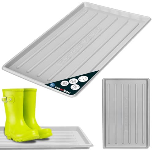 KOTARBAU® Bandeja de goteo para zapatos, 45 x 30 cm, Color gris claro, Bases escurridoras, Bandeja con borde elevado para secar calzado, Posazapatos