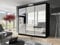 GSW Bedroom Furniture Modern Full 2 and 3 Mirror Sliding Door Wardrobe With Shelves And LED Light, Hanging Rail (250CM, Black)
