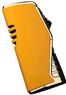 Briquet Torche à 3 Jets avec Flamme Bleue Puissante, Briquets à Gaz Coupe-Vent avec Coupe-Cigare, Briquets à Bougies pour la Cuisson Au Barbecue (sans Butane),Yellow