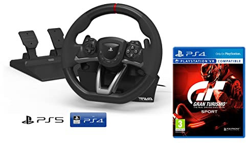 Volante PS5 y Pedales RWA licencia Sony PlayStation 5 PS5/PS4/PC [Nuevo modelo compatible con PS5] + Gran Turismo PS4 GT Sport