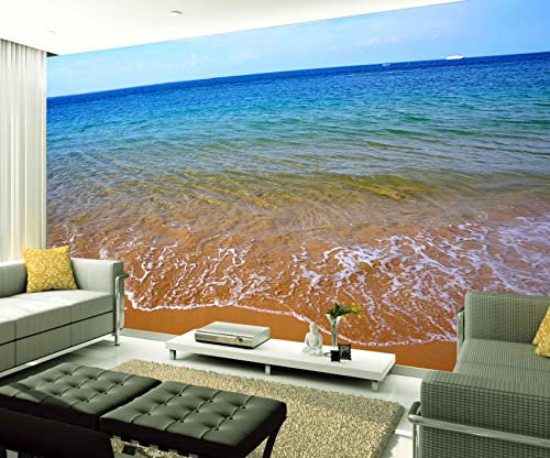 XAONUO Plage Fond D'Écran 3D Mural Plage Nature Paysage 400X280Cm Papier Peint Intissé Tapisserie Murales Panoramique 3D Mur De Fond Tv Papier Peint Poster Murales
